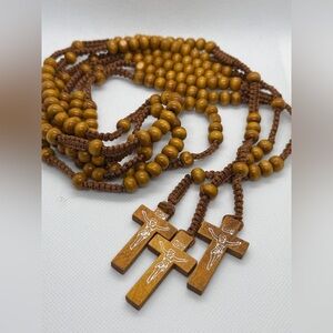 Wooden Rosary Beads with Crosses (set of 3)